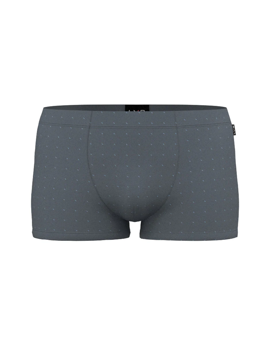 Boxer Printed Cotton Modal, antracite pois azzurro - Image 4