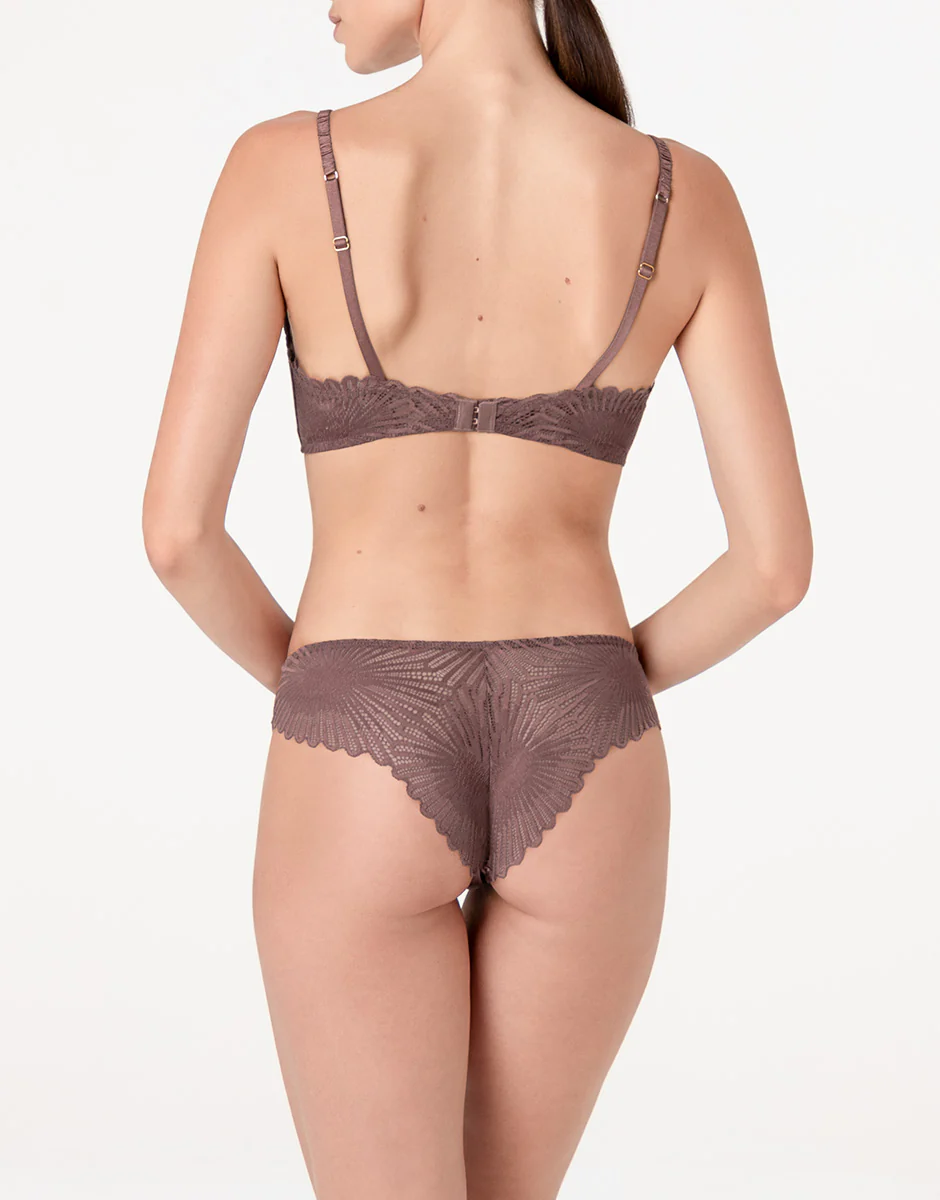 Brasiliano Blowball Lacy Micro in microfibra e pizzo, nocciola - Image 4