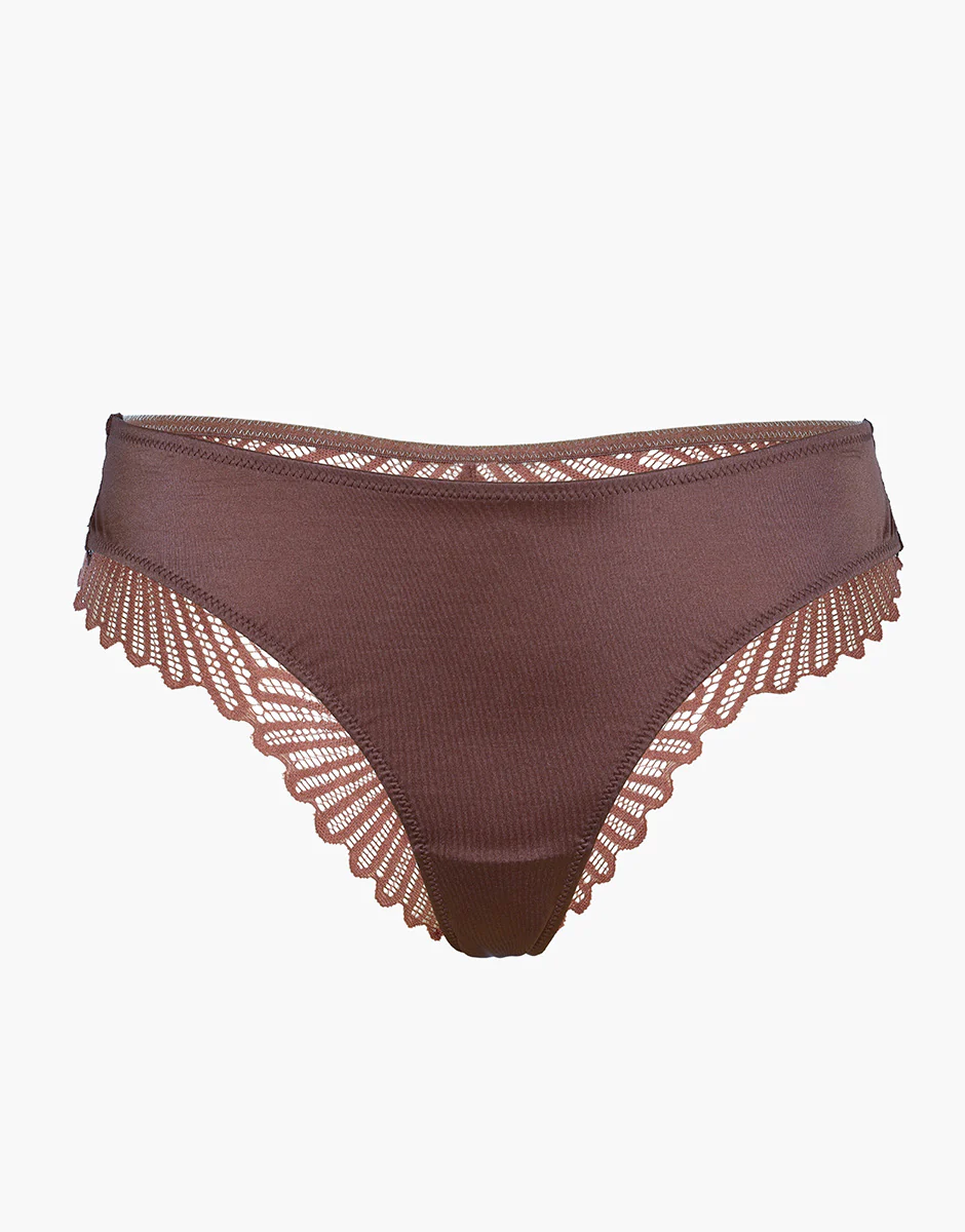 Brasiliano Blowball Lacy Micro in microfibra e pizzo, nocciola - Image 5