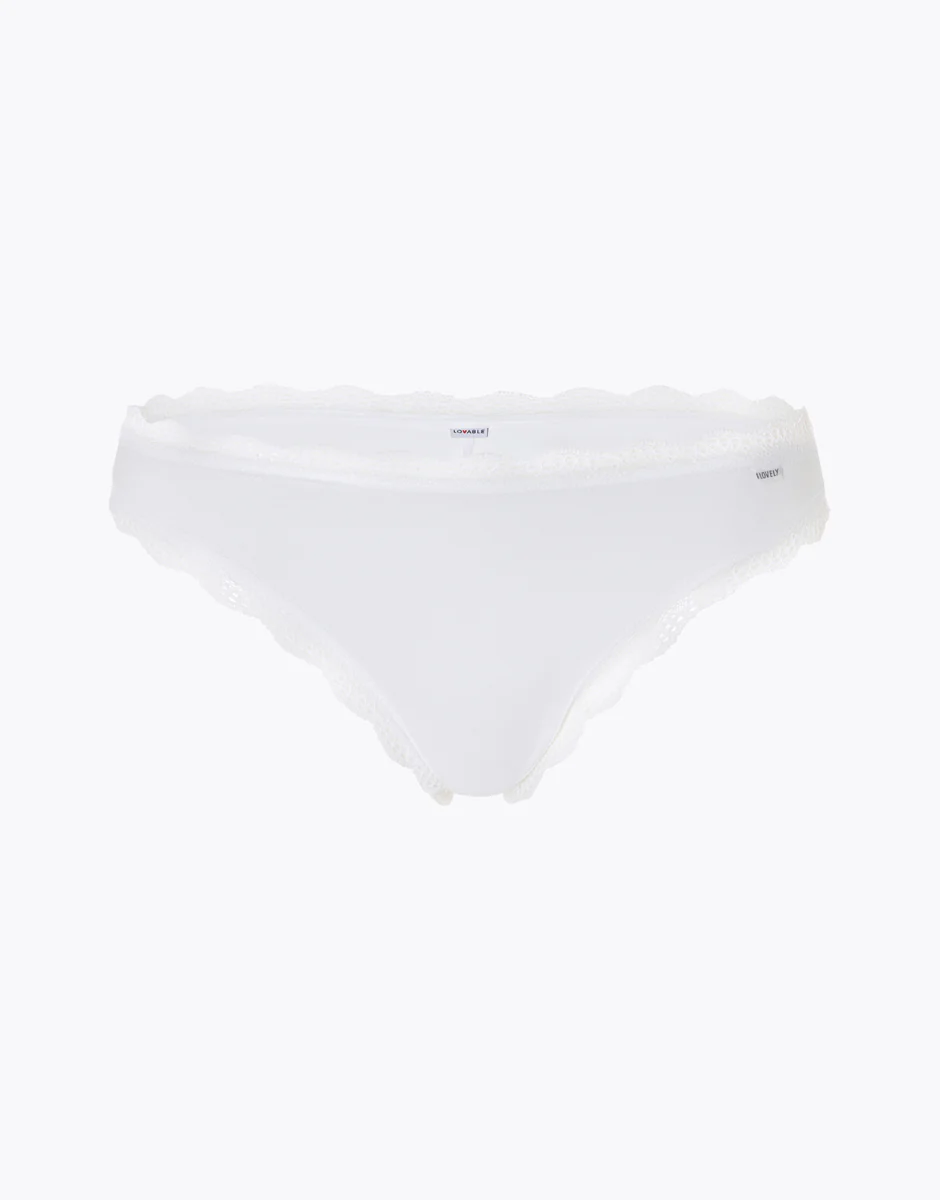 Brasiliano lovely in cotone elasticizzato e pizzo, bianco - Image 6