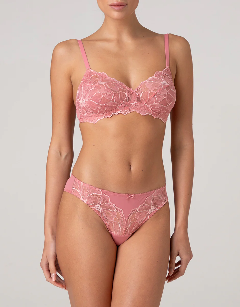 Brasiliano midi Floreal Lace in pizzo e microfibra, rosa pesco - Image 3