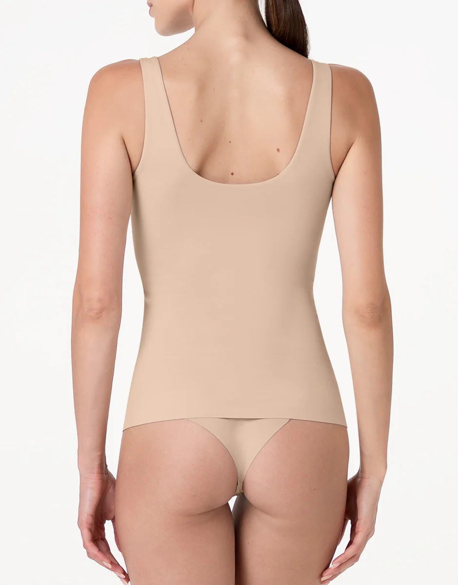 Canotta Scollo a V con Reggiseno Integrato Invisible Fusion in microfibra, nudo chiaro - Image 3