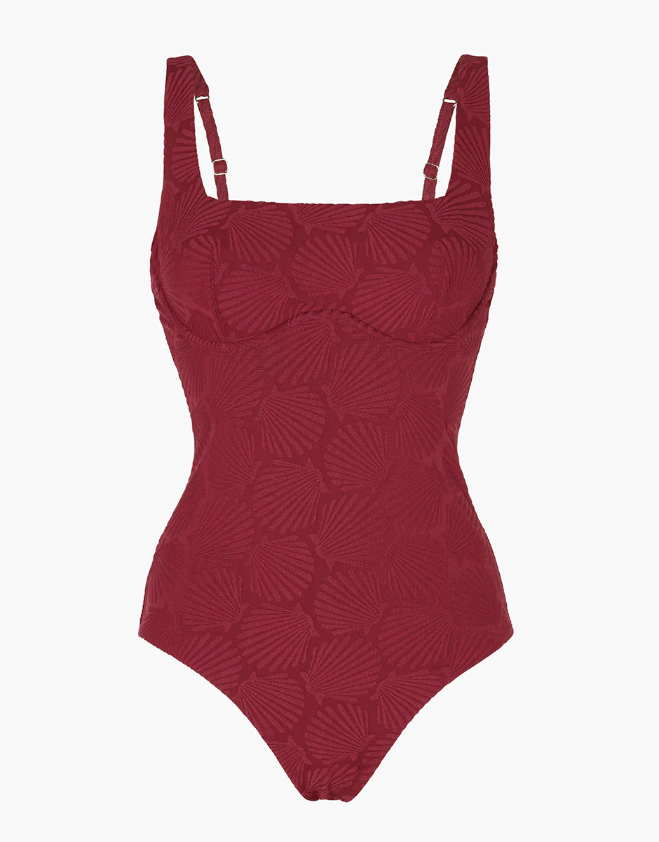 Costume Intero con Ferretto Embellished Jacquard, rosso tibetano - Image 4