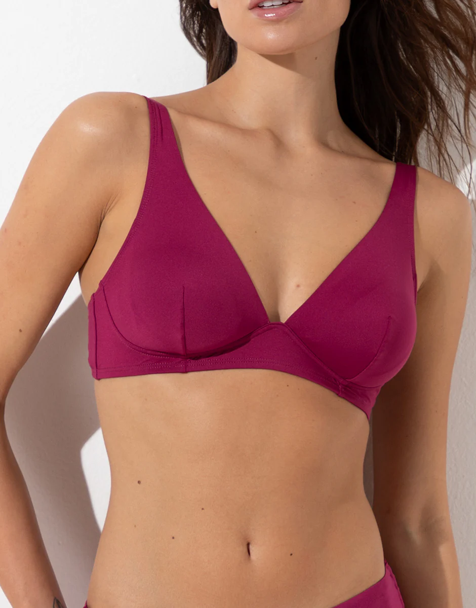 Costume Reggiseno Triangolo senza Ferretto Shiny Micro, lampone viola