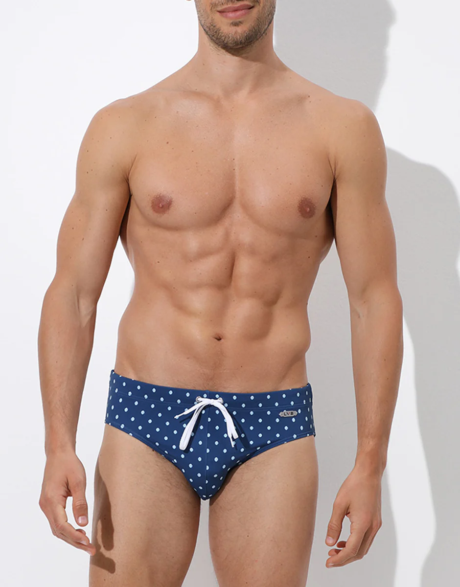 Costume Slip Sporty RCS Indemagliabile, blu scuro stampa conchiglie - Image 2