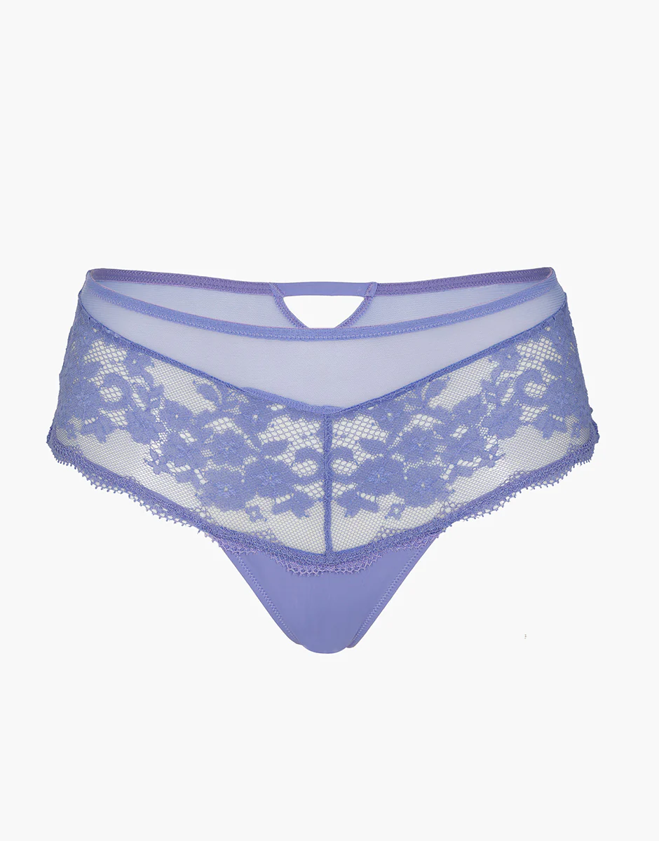 Culotte brasiliana Flower Dreams in tulle, pizzo e microfibra, violetto - Image 5