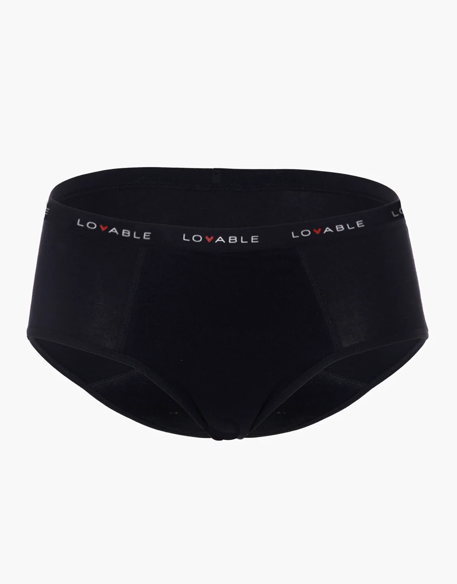 Culotte da ciclo lavabile flusso medio in cotone biologico certificato, nero - Image 3