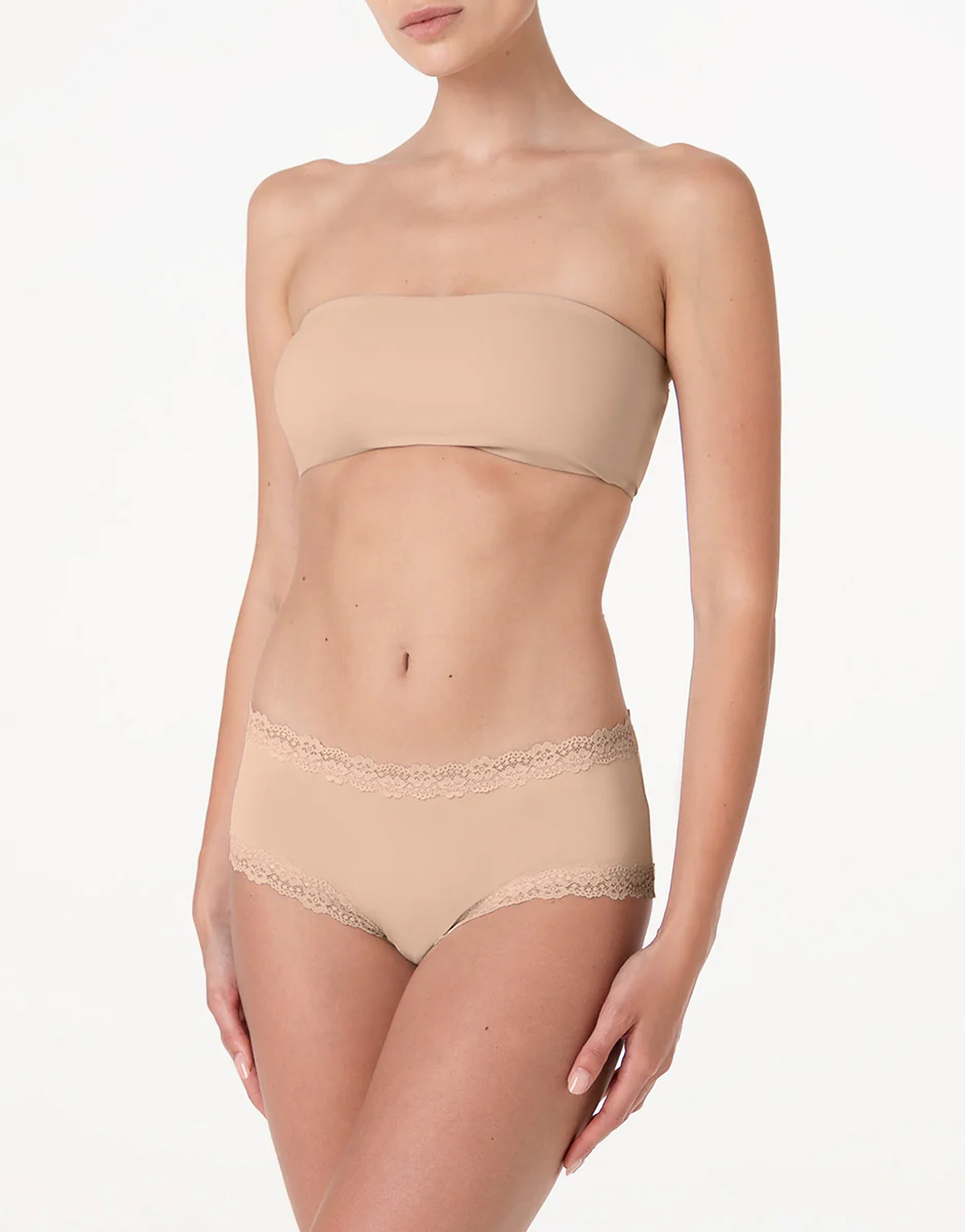 Culotte Lacy Micro in microfibra con pizzo, nudo chiaro - Image 3