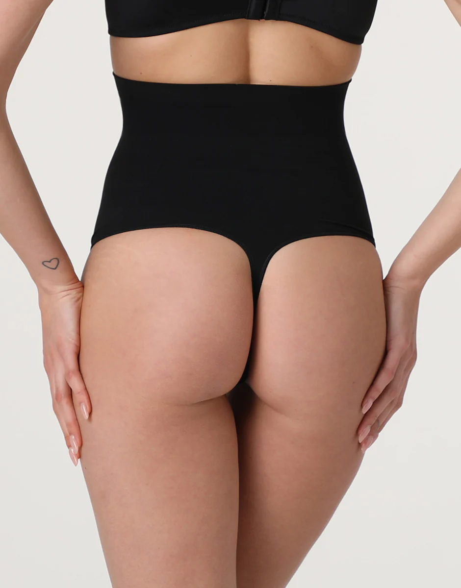 Guaina Perizoma Vita Alta modellante Silhouette Shaping in microfibra, nero - Image 3