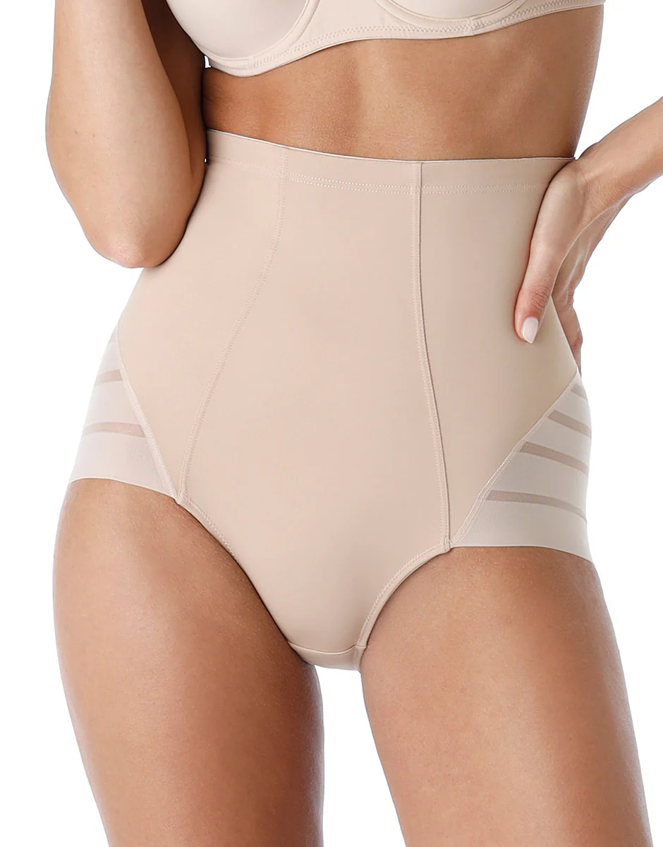 Guaina Vita Alta Fancy Shaping in microfibra modellante e tulle, cipria