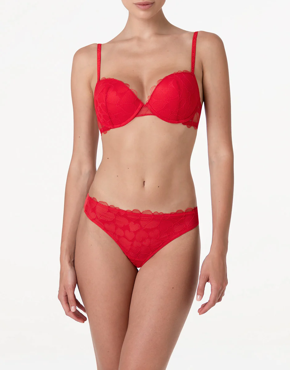 Perizoma Romance Hearts in tulle, rosso cuori - Image 3