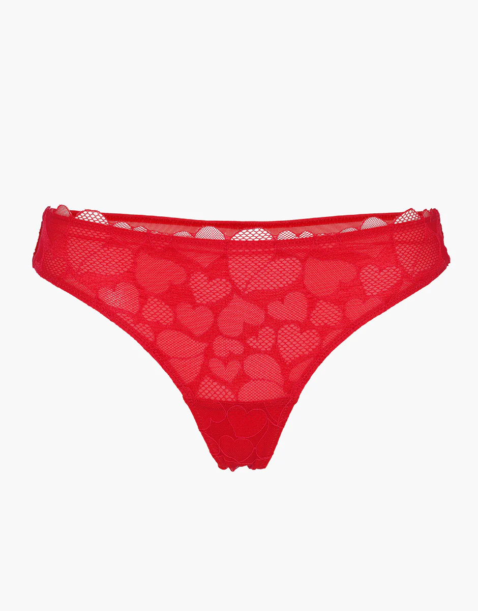 Perizoma Romance Hearts in tulle, rosso cuori - Image 5