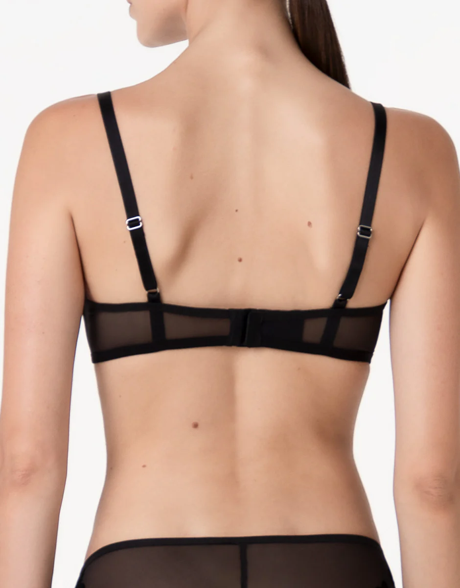 Reggiseno a Fascia con Ferretto Velvet Embroidery in tulle e velluto, nero - Image 2