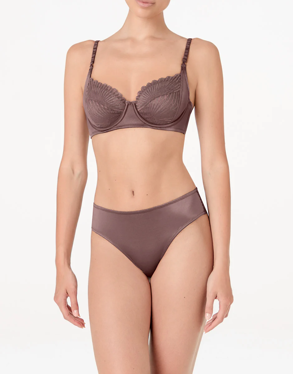 Reggiseno con Ferretto Blowball Lacy Micro in microfibra e pizzo, nocciola - Image 3