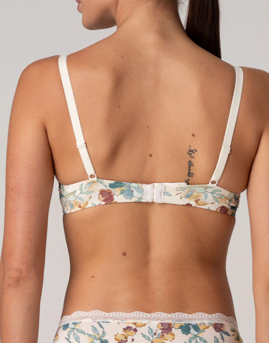 Reggiseno con Ferretto My Daily Comfort Printed in microfibra, stampa fiori su avorio perlato - Image 2