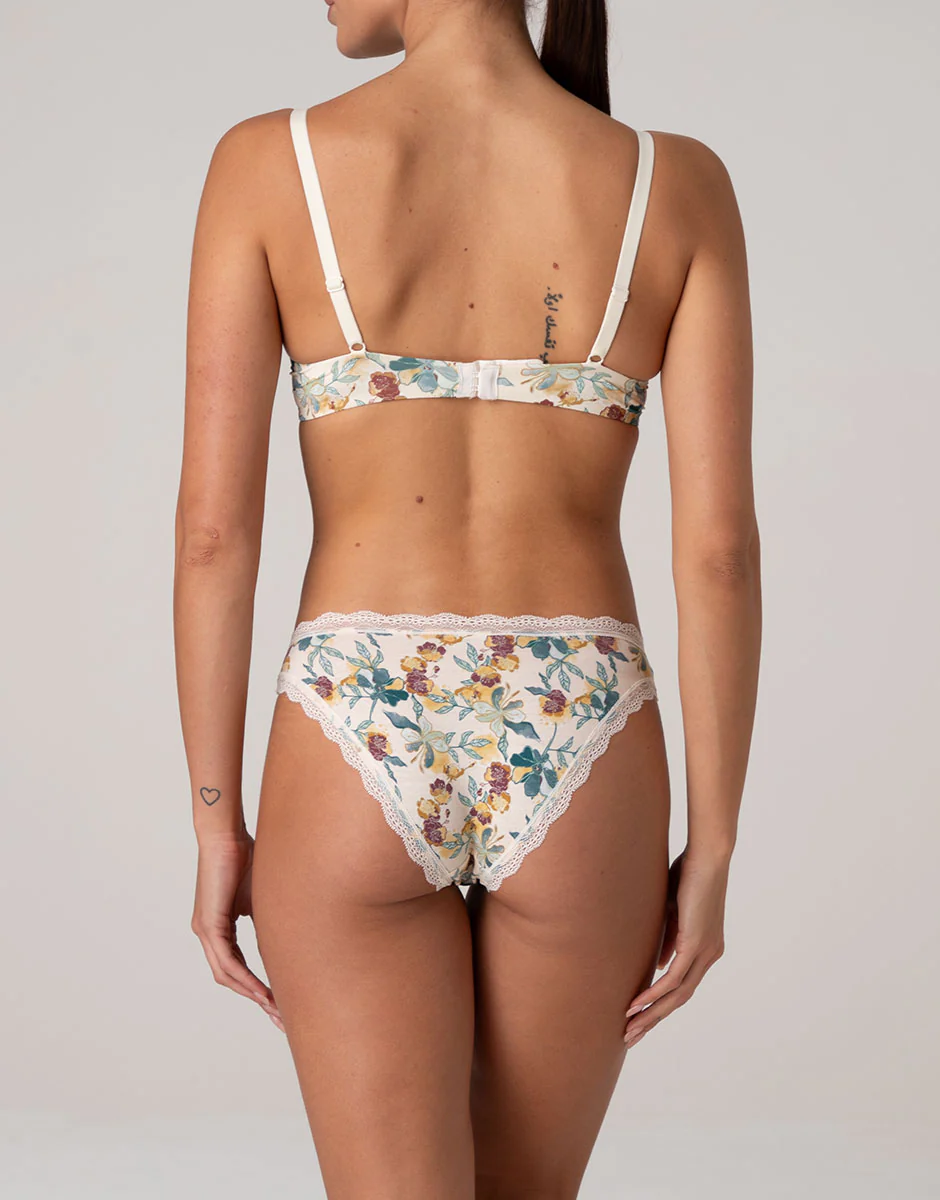 Reggiseno con Ferretto My Daily Comfort Printed in microfibra, stampa fiori su avorio perlato - Image 4