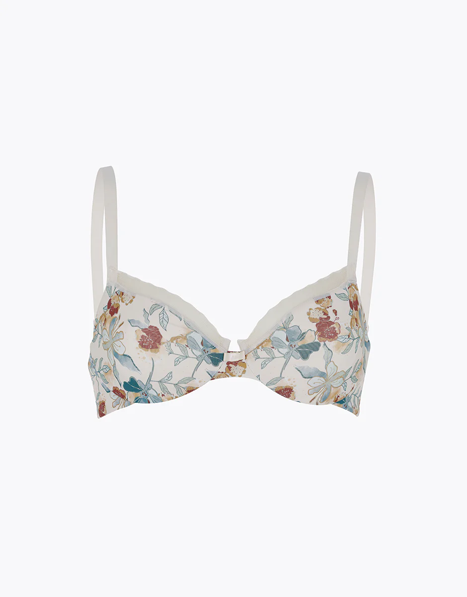 Reggiseno con Ferretto My Daily Comfort Printed in microfibra, stampa fiori su avorio perlato - Image 6