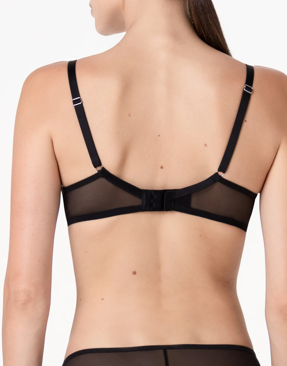Reggiseno con Ferretto Velvet Embroidery in tulle e velluto, nero - Image 2