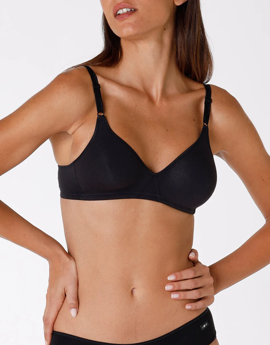 Reggiseno senza ferretto Cotton Line in cotone, nero - Image 2