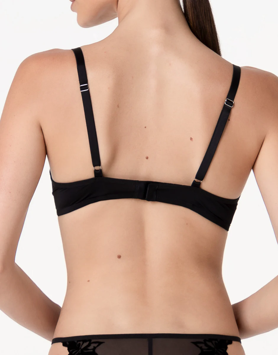 Reggiseno Triangolo Imbottito con Ferretto Velvet Embroidery in tulle e velluto, nero - Image 2