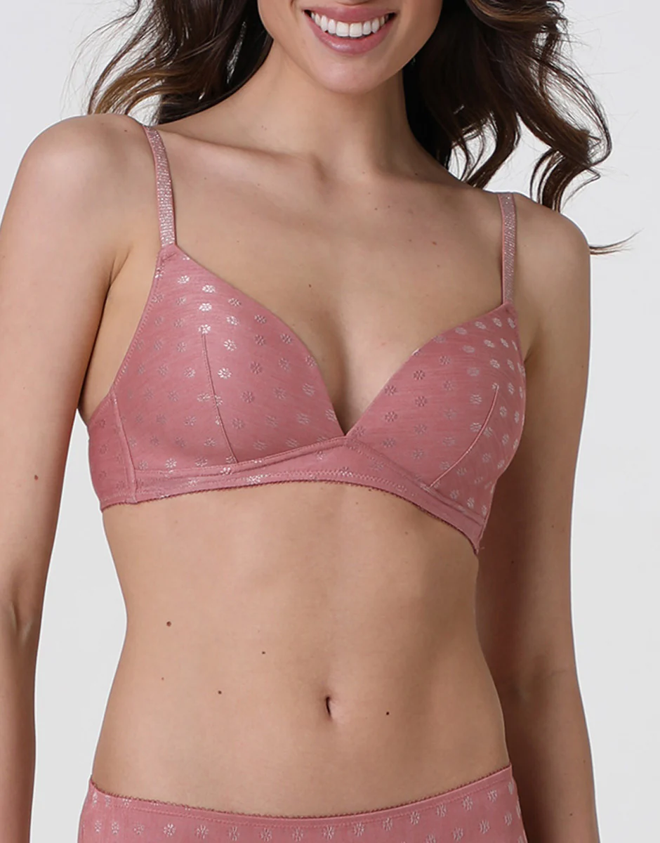 Reggiseno Triangolo Imbottito senza Ferretto Daisy Fancy Micro, rosa polvere - Image 2