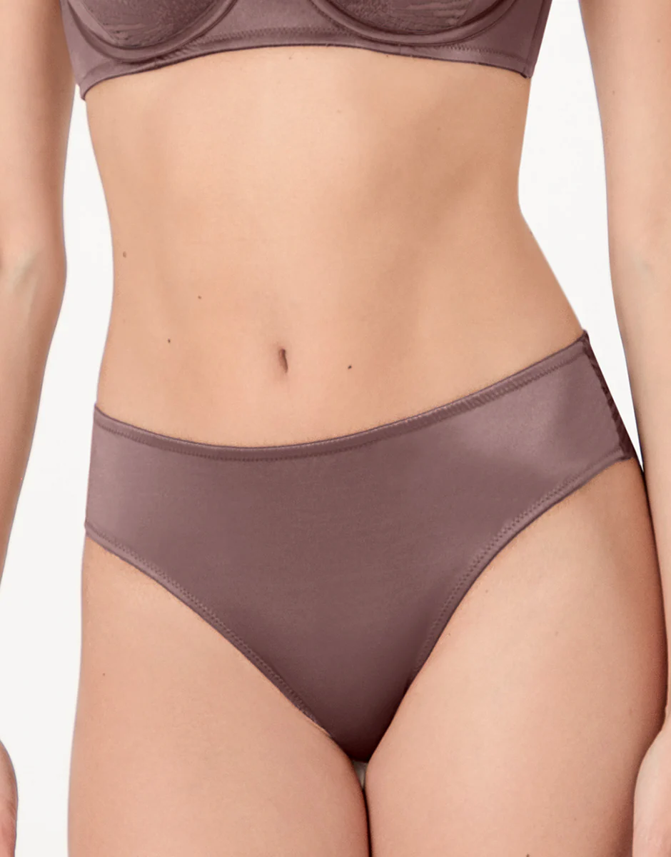 Slip Blowball Lacy Micro in microfibra e pizzo, nocciola