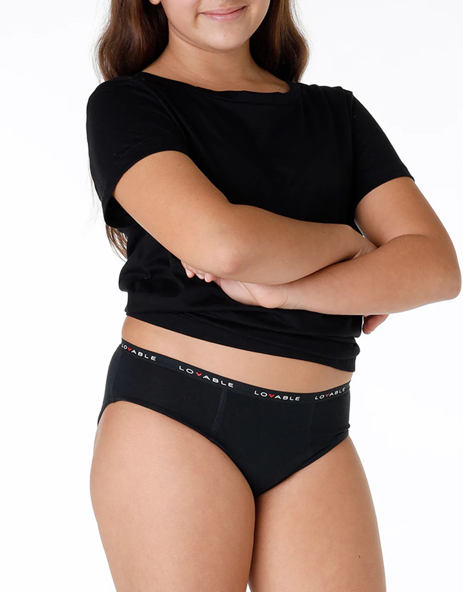 Slip da Ciclo per Adolescenti MY FIRST PERIOD PANTIES, flusso medio  - Nero