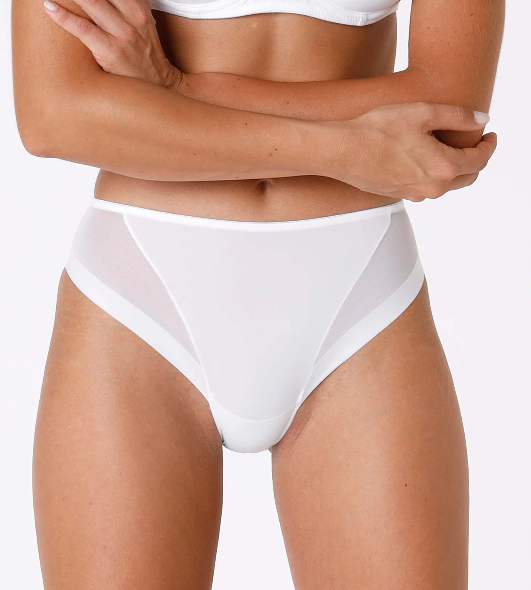 Slip midi sgambato Invisibile Ultralight bianco in microfibra e tulle - Image 2
