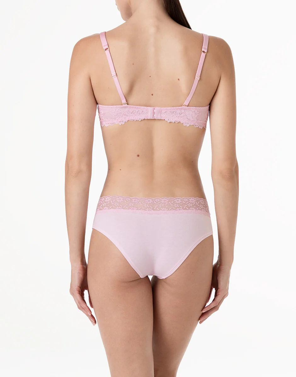 Slip Midi Table Panties in cotone e pizzo, rosa confetto - Image 4