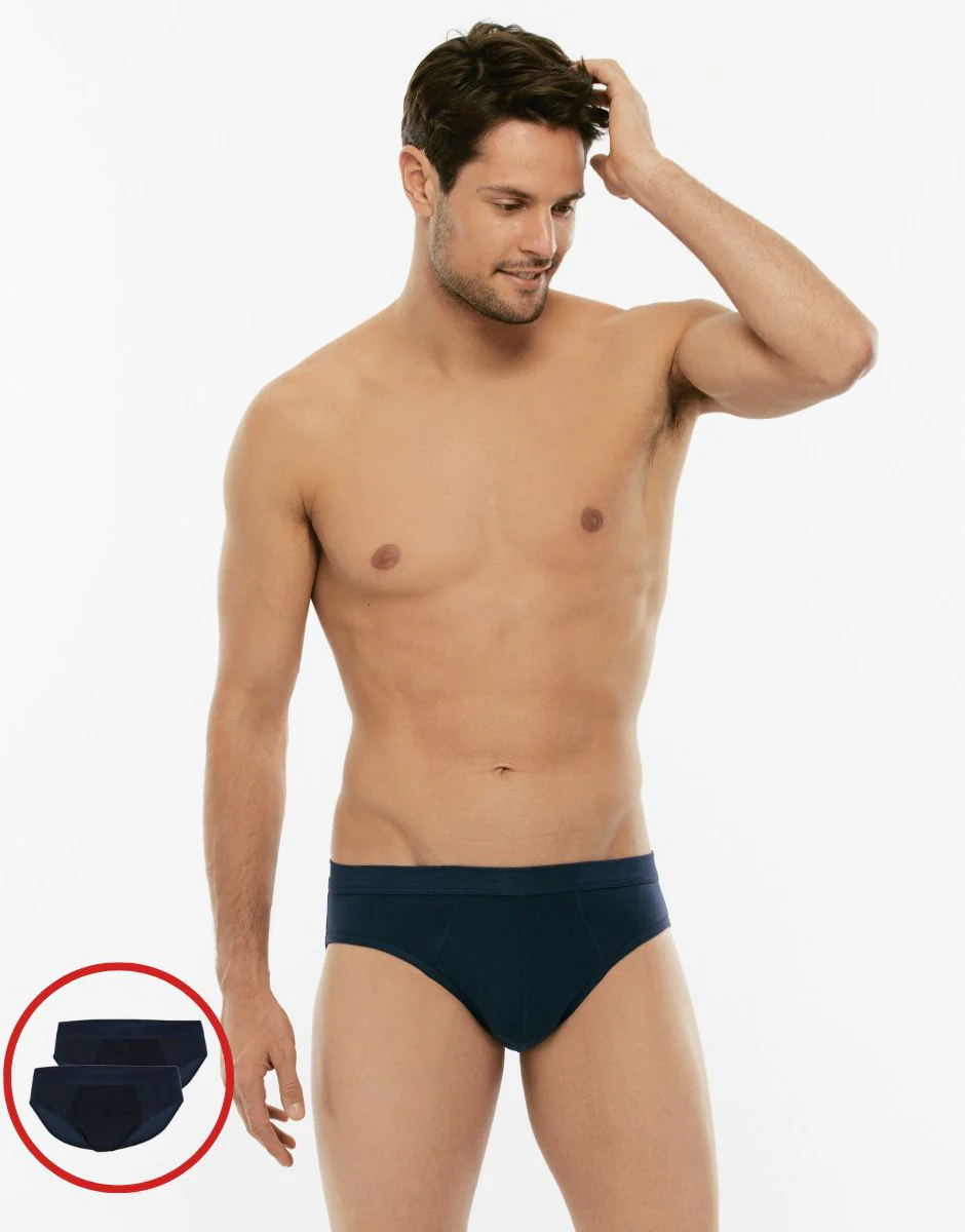 Slip mini BiPack Cotton Stretch in cotone elasticizzato, blu