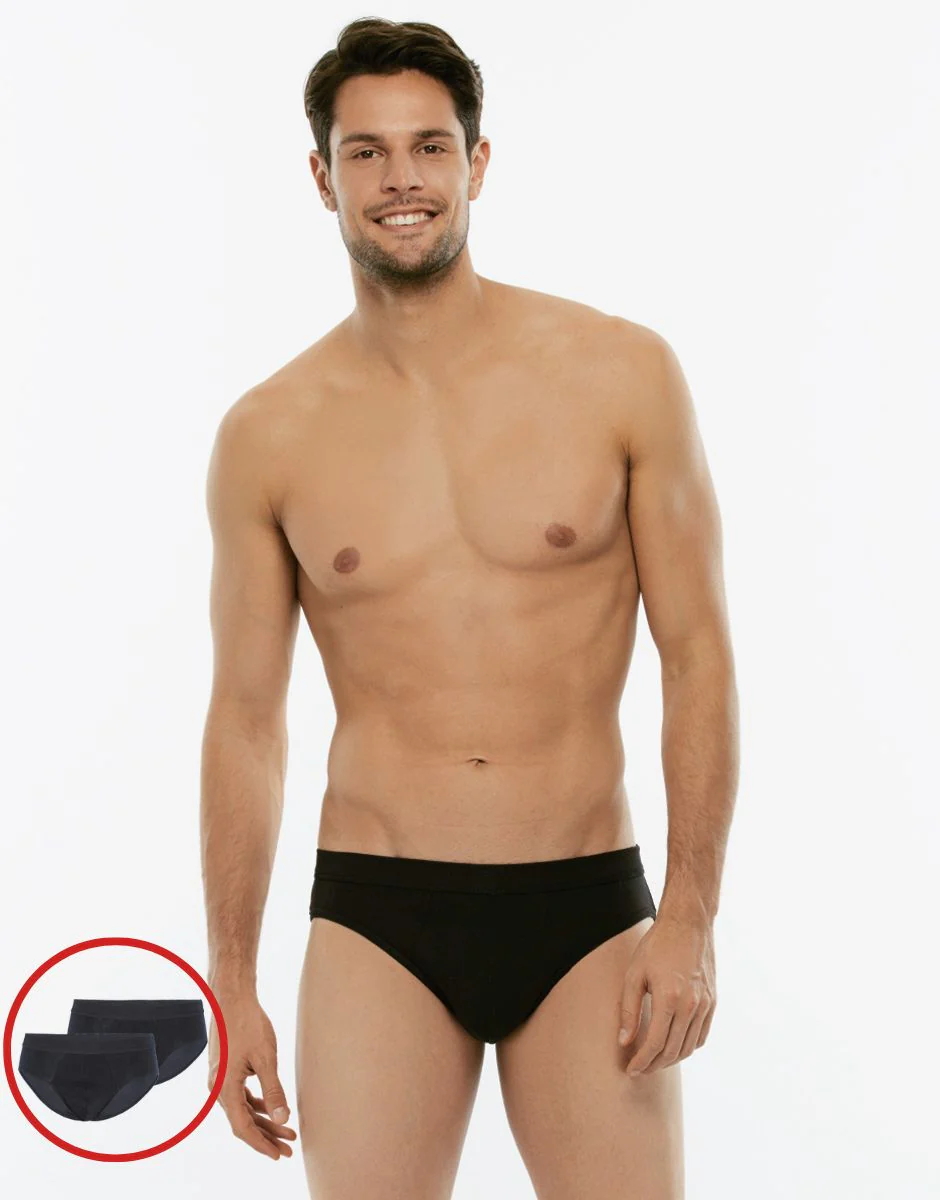 Slip mini BiPack Cotton Stretch in cotone elasticizzato, nero