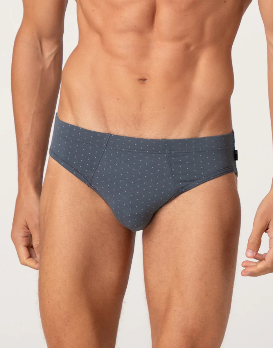 Slip Printed Cotton Modal, antracite pois azzurro