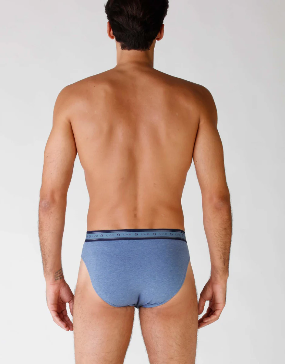 Slip uomo in cotone biologico, confezione x2 blu melange - Image 4
