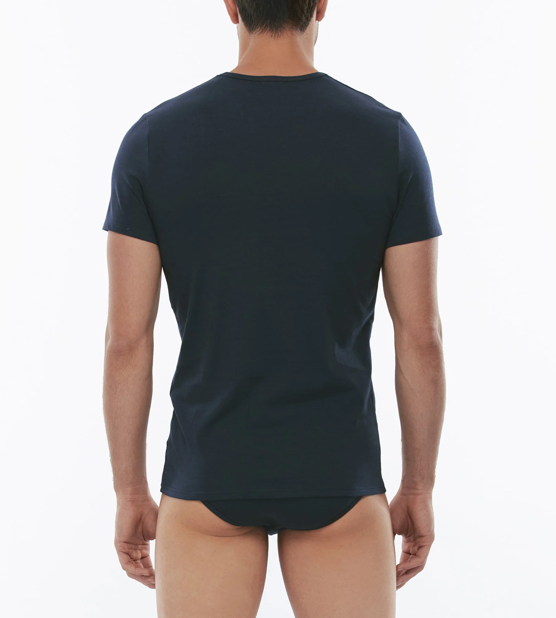 T-Shirt girocollo Cotton Stretch in cotone elasticizzato, blu - Image 2