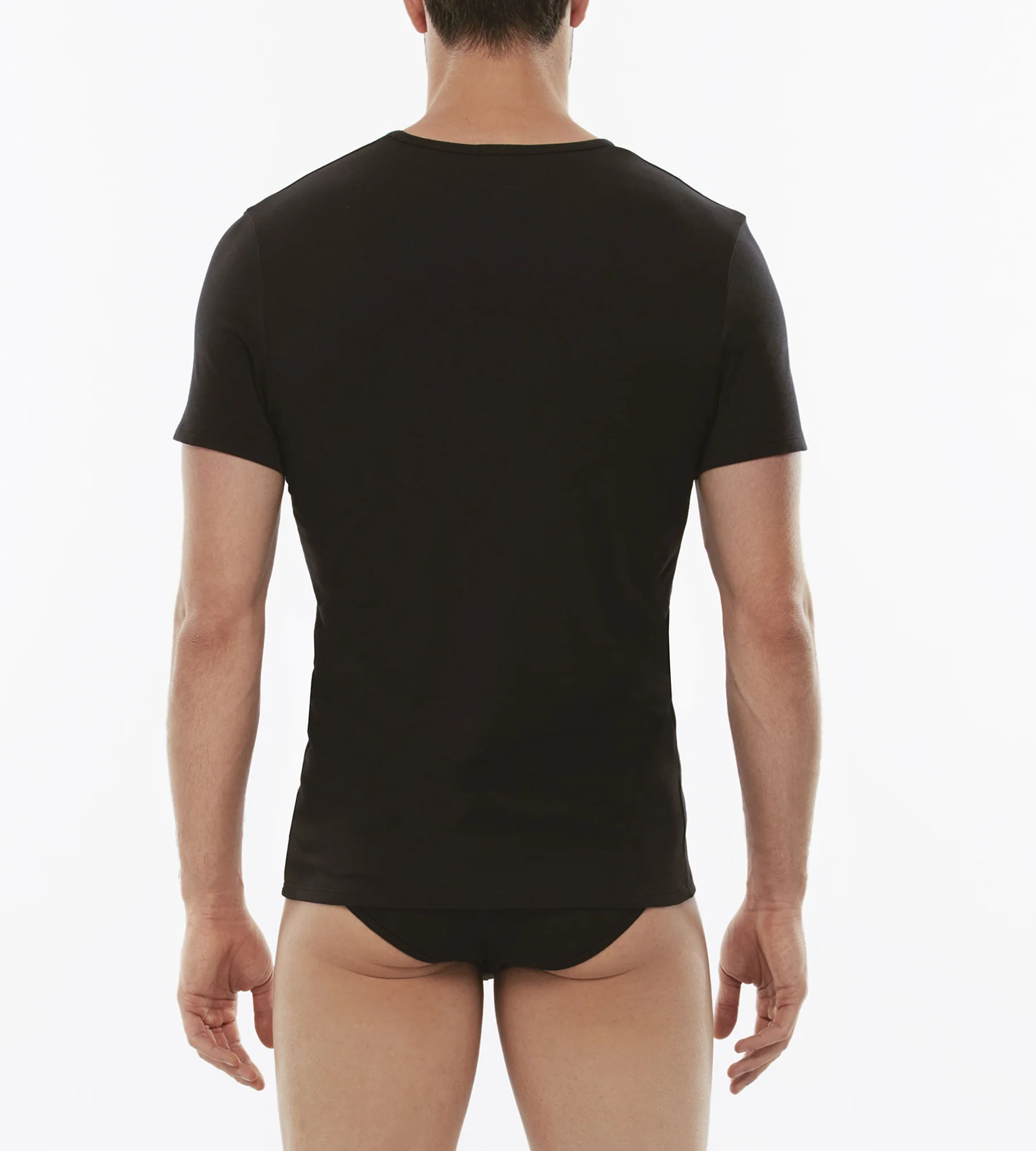 T-Shirt girocollo Cotton Stretch in cotone elasticizzato, nero - Image 2