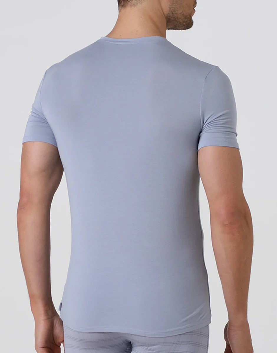 T-shirt uomo con scollo a v in micromodal, grigio chiaro - Image 3